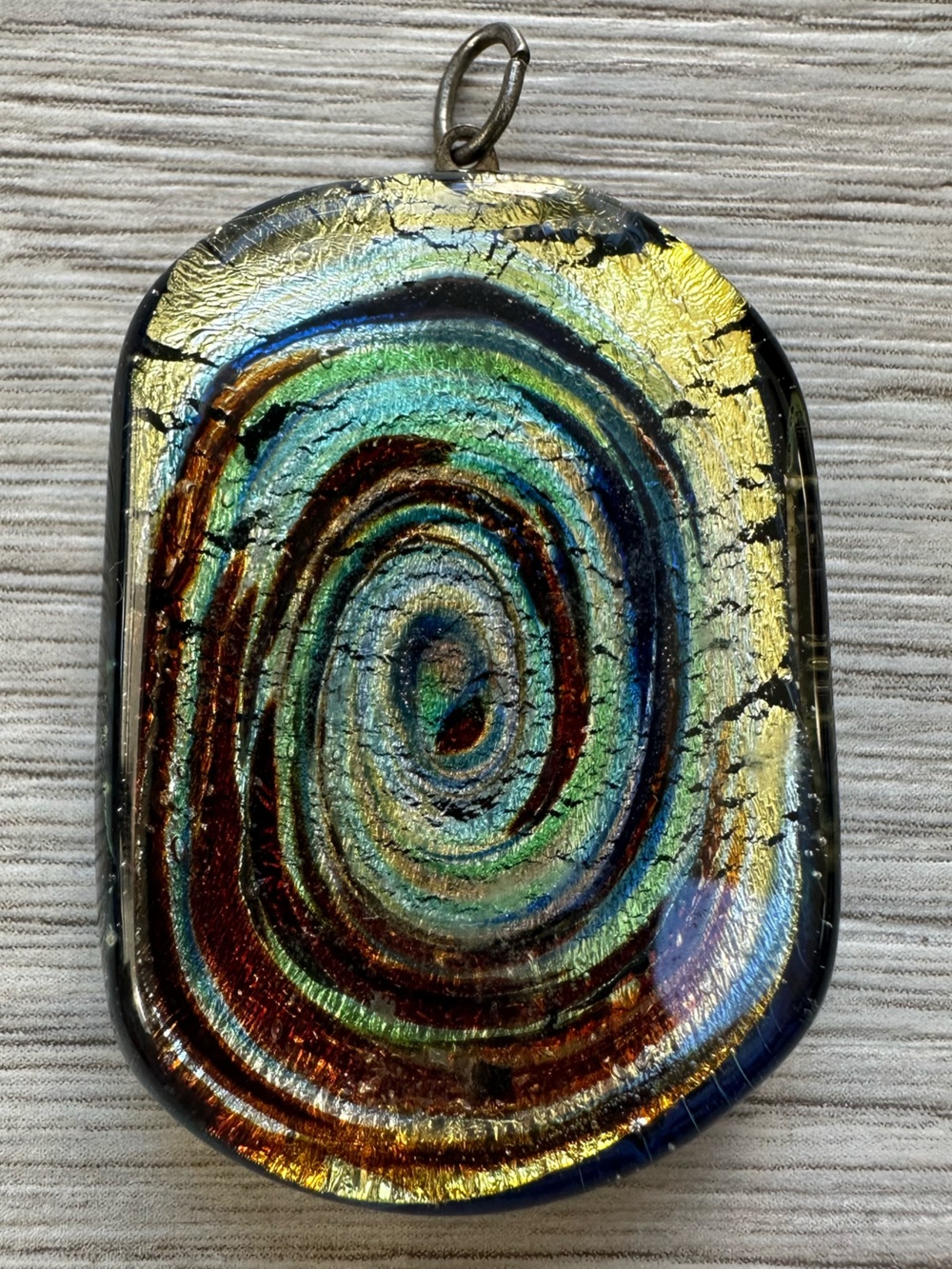 Murano Style Dichroic Glass Spiral Pendant